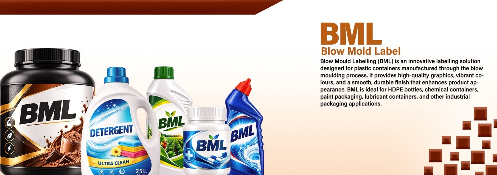 Blow mould labelled protein jar, detergent bottle and agro containers
