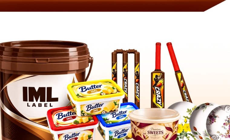 In-mould labelled paint pail, butter tubs and household containers