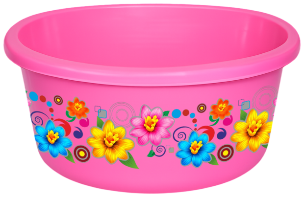 Plastic tub decorated with TopGuard heat transfer film