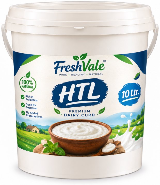 FreshVale 10 litre dairy curd bucket decorated with a TopGuard heat transfer label